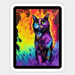 Psychedelic Tie dye Cat Sticker